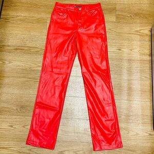 Zara Red Faux Leather Pants